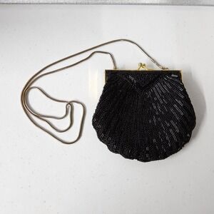Valerie Stevens Beaded Evening Bag Clutch‎ Purse Gold Chain Strap Party